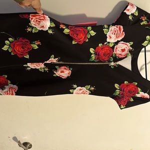 COPY - Betsy johnson floral dress with gold zippers